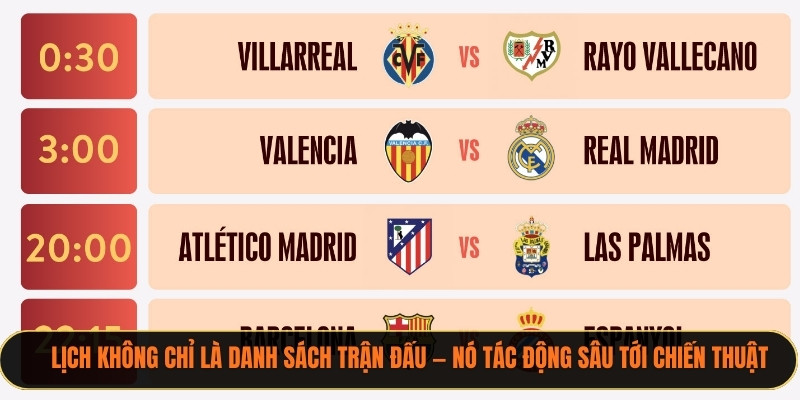 Lịch không chỉ là danh sách trận đấu — nó tác động sâu tới chiến thuật